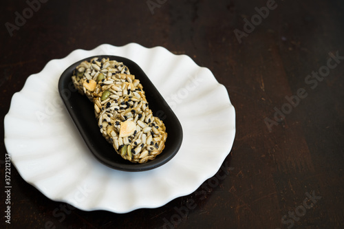 Obraz na płótnie homemade Florentine,traditional almond on a dark wooden background