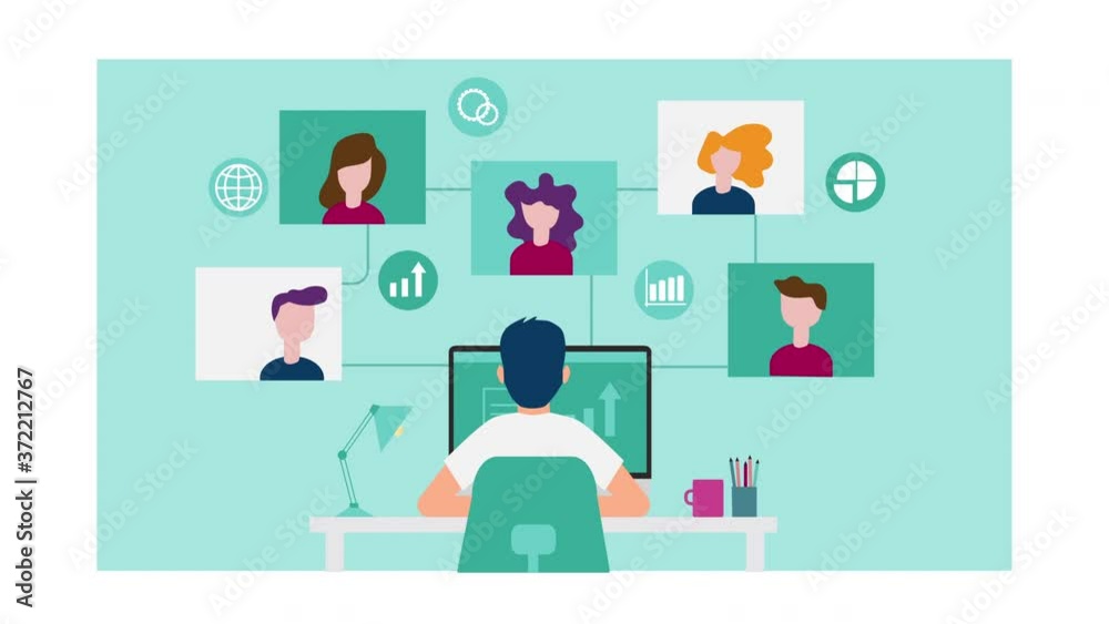Smart working and video conference, online working with colleagues Smart working and video conference, online working with colleagues
