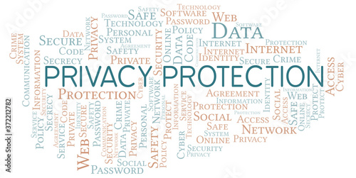 Fototapeta Naklejka Na Ścianę i Meble -  Privacy Protection vector word cloud, made with text only.