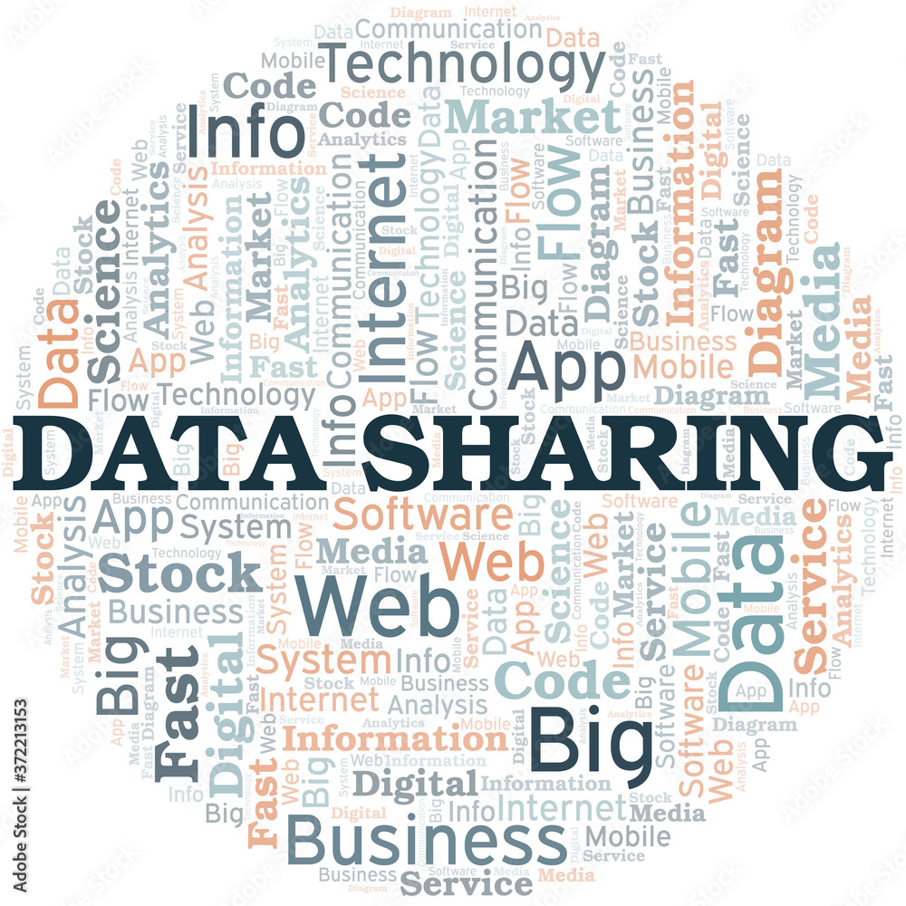 Data Sharing vector word cloud, made with text only.