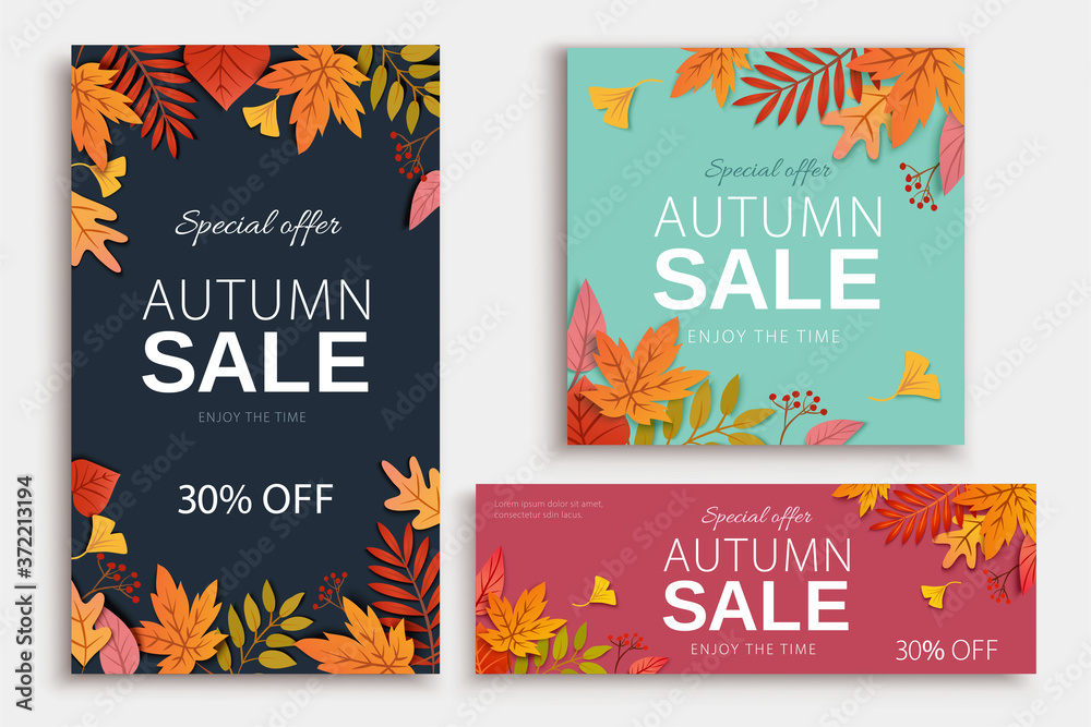 Autumn foliage cover template - obrazy, fototapety, plakaty 