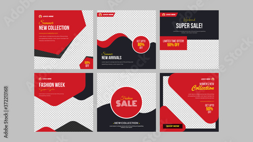 Editable set of social media post design. instagram post template for Fashion SALE. 
Big sale promotion social media Instagram post. promo sale offer vector post. 
weekend summer sale off post.
