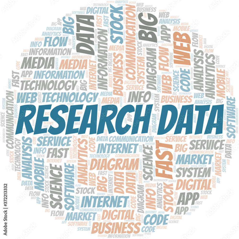 Obraz premium Research Data vector word cloud, made with text only.