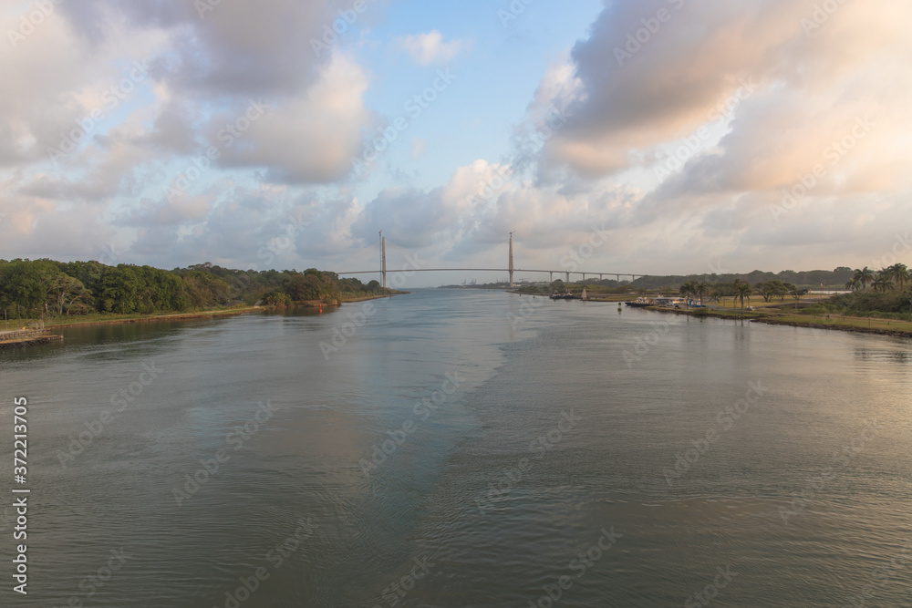 Views of the new bridge over the entrance to the Panama Canal, Panama