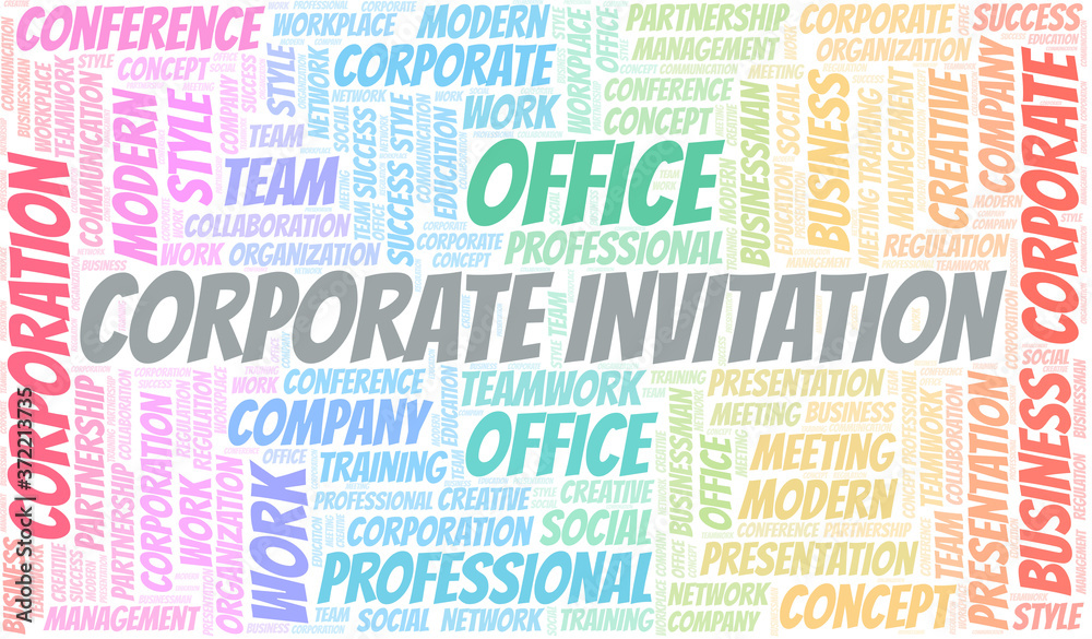 Corporate Invitation vector word cloud, made with text only.