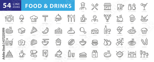 Food linear icons set