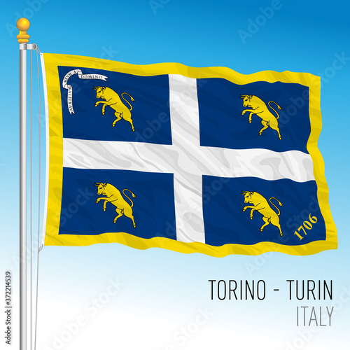 City of Turin official flag, Piedmont, Italy, vector illustration
