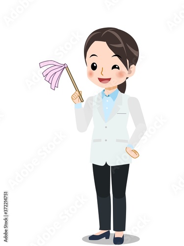白衣を着た若い女性