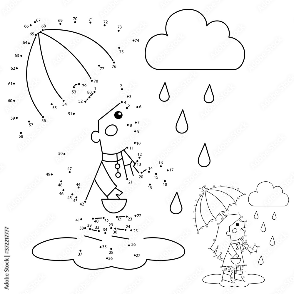 Numbers game for kids. Coloring Page Outline Of a girl walking in the ...