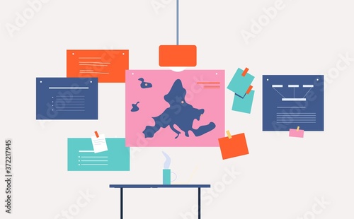 Business project development notes illustration. Strategic design and team methodology process daily marketing task planning list business vector management information reminder.