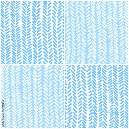 Seamless patchwork pattern. geometric lines on blue background. Vector illustration. Handmade.