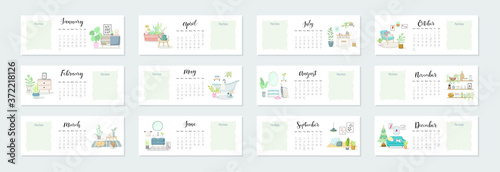 Calendar 2021. Yearly Planner with all Months.
