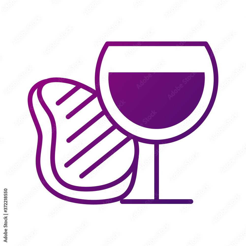 wine cup and meat steak gradient style icon wine cup and meat steak gradient style icon