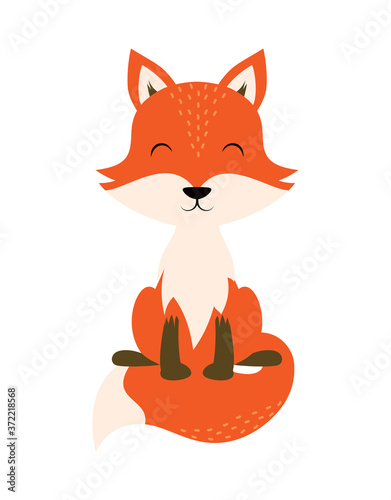 cartoon cute fox isolated on white background