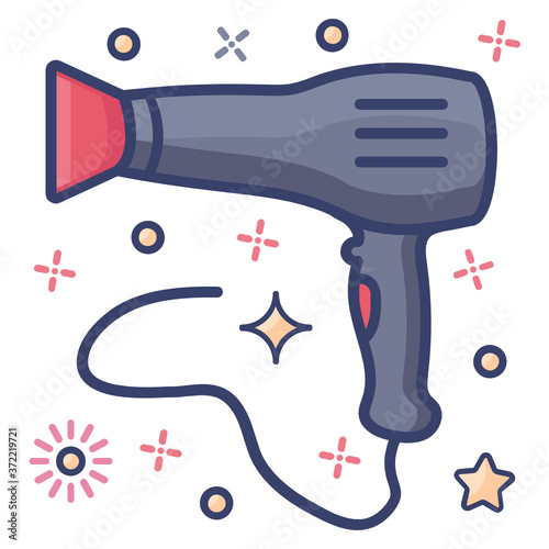 
Electronic hair drying icon in flat style  
