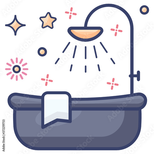 
Hot tub jacuzzi flat icon, spa sanitary accessory  
