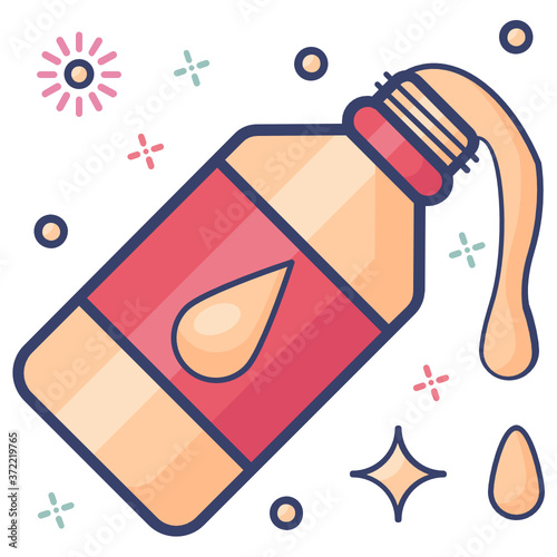 Flat icon of massage oil, spa service products 