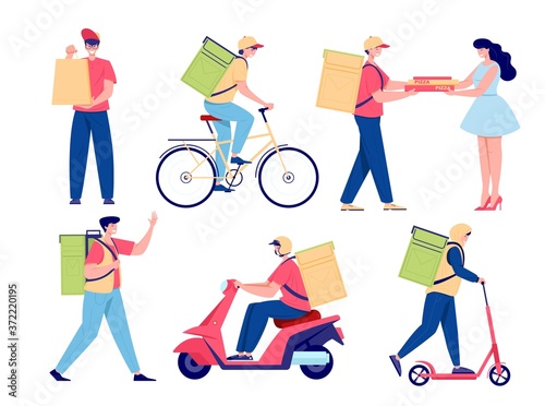 Cartoon food delivery set.