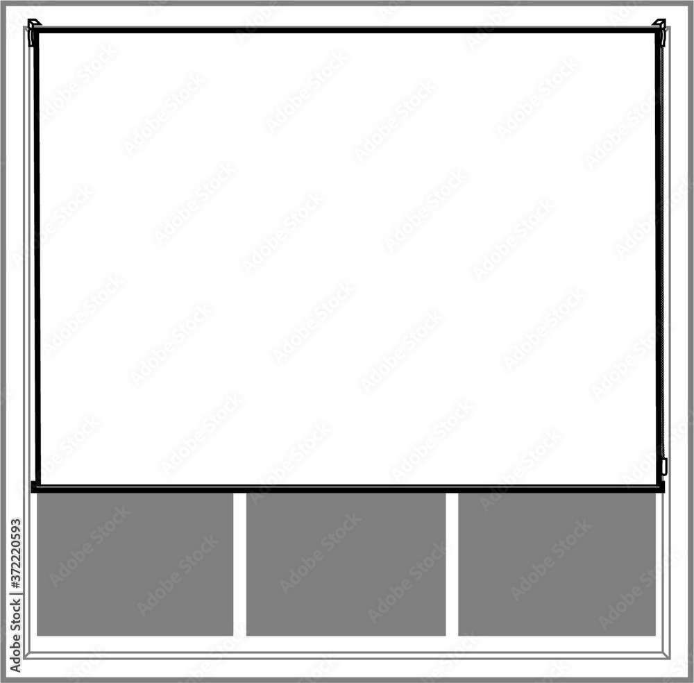 Obraz premium Professional vector illustration of a Roller Blind on a window - Line Drawing, Black and White, window furnishings