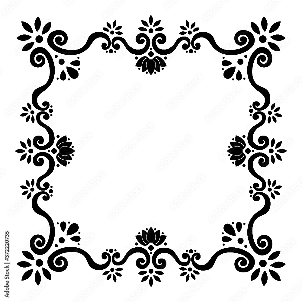Pattern frame of swirling lines and vegetation. Print for the cover of the book, postcards, t-shirts. Illustration for rugs. Pattern frame of swirling lines and vegetation. Print for the cover of the book, postcards, t-shirts. Illustration for rugs.