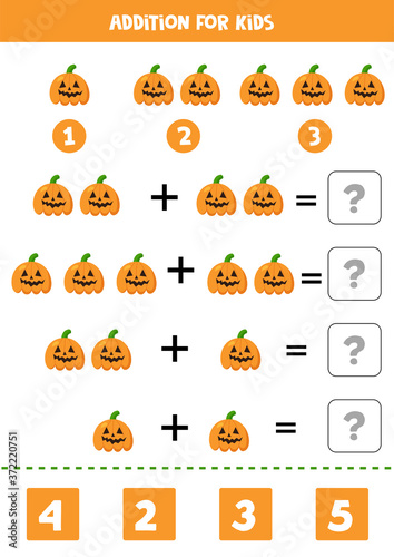 Addition for kids with spooky Halloween pumpkins.