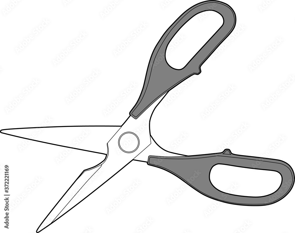 Professional vector illustration of Scissors - Line Drawing, Black and White, Cut Professional vector illustration of Scissors - Line Drawing, Black and White, Cut