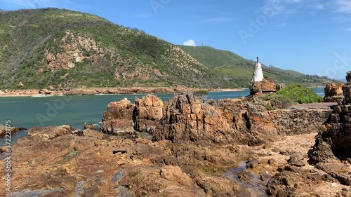 HD summer afternoon video of Knysna Heads and lagoon view. Knysna is a historical (est. 1871) town in Garden Route of Western Cape Province, South Africa
