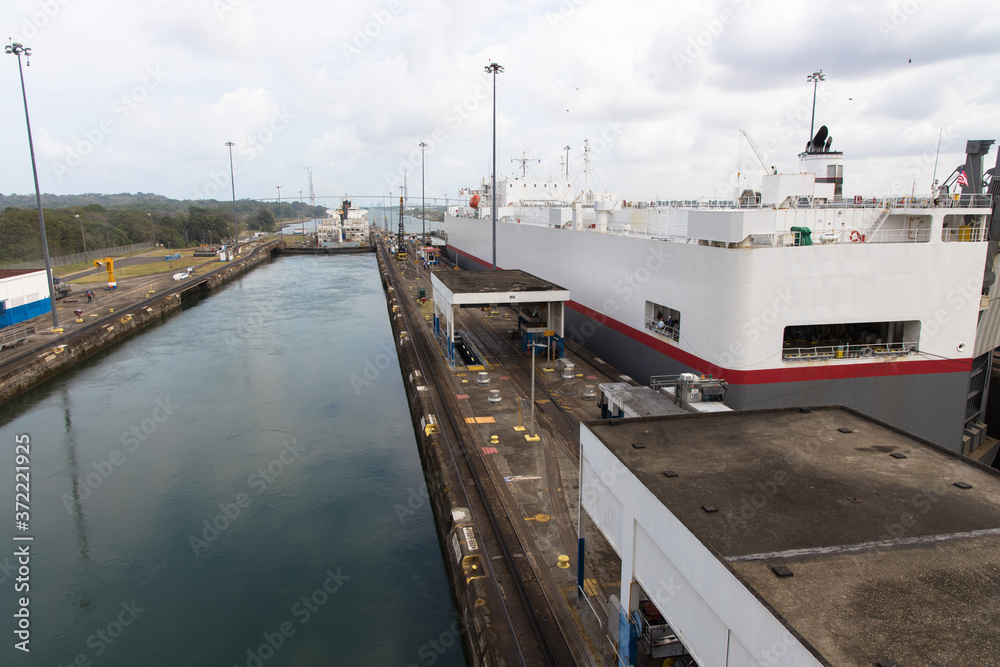 Views of the second of the Gatun Locks of the Panama Canal, Panama