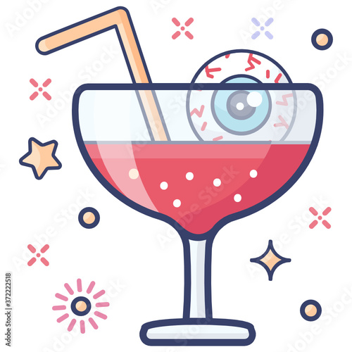 
Hand drawn flat of cocktail icon 

