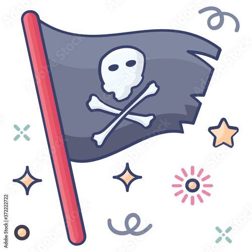 
Flat design of a pirate flag icon, editable vector 
