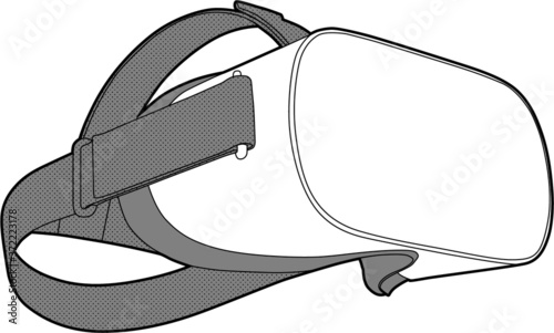Professional vector illustration of Virtual Reality Glasses - Line Drawing, Black and White, VR