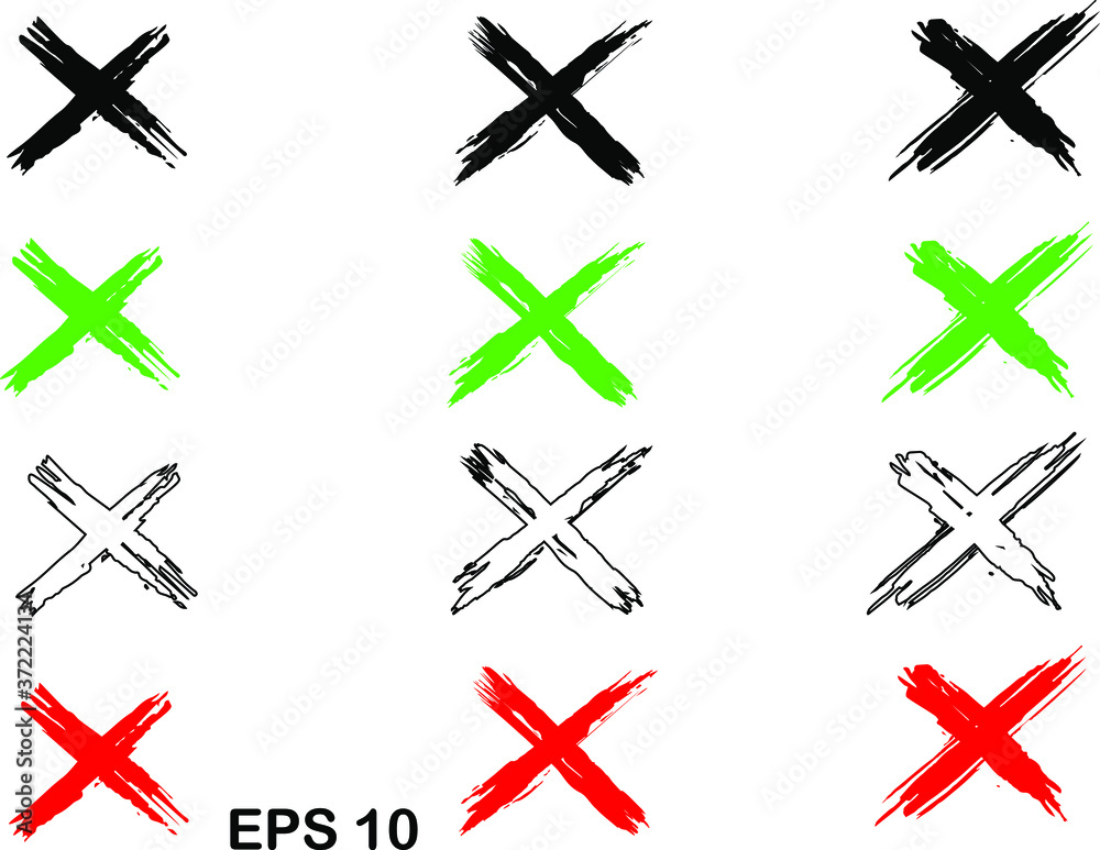 X mark set of different crosses. Cross sign graphic symbol. High quality manually traced. Grunge X mark. EPS 10 X mark set of different crosses. Cross sign graphic symbol. High quality manually traced. Grunge X mark. EPS 10