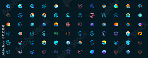 a collection of wavy circle logo designs, for business logo templates