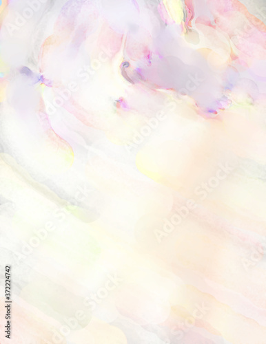 Watercolor abstract painting with pastel colors for poster, wall art, banner, card, book cover or packaging. Modern painting of soothing brush strokes resembling alcohol inks.