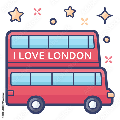 
Double decker bus icon, trendy flat style of london bus vector 
