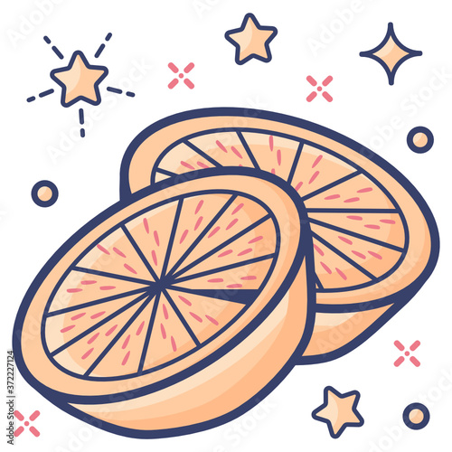 
Vector of grapefruit, healthiest citrus fruit in flat style 
