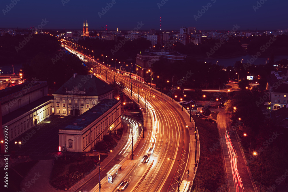 Obraz premium City of Warsaw by night
