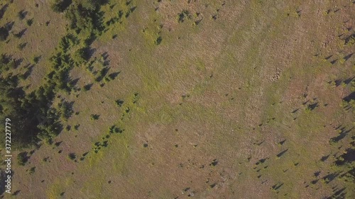 Aerial footage of beautiful valley in the mountains in sunset