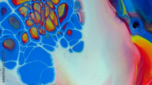 4K Footage, Abstract liquid painting texture  closeup, Acrylic paint pouring background, Luxury colors Slow motion shot,