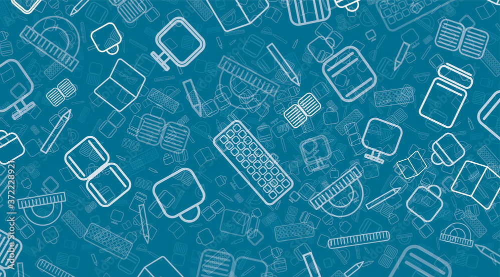 School background with various icons
