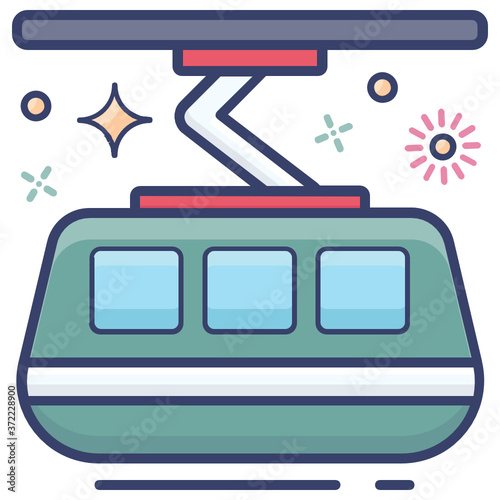 
Flat funicular railway icon design, cable transport vector showing the concept of adventure 
