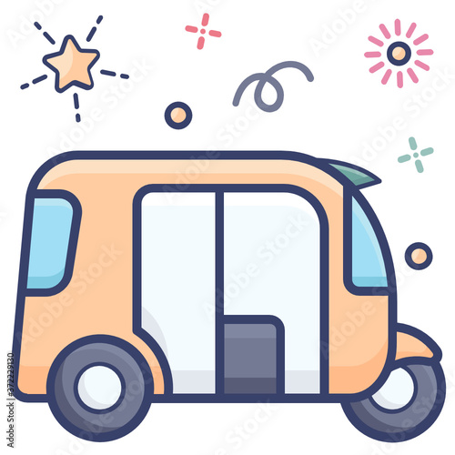 
Tuk tuk icon in flat design, transport vector 
