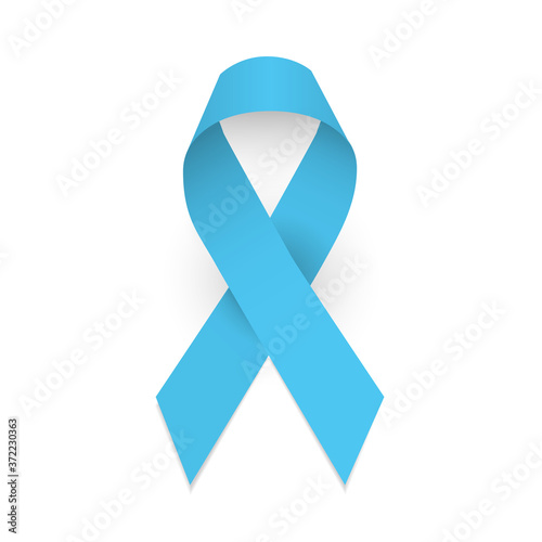 Blue awareness ribbon. Prostate carner awareness symbol. Isolated vector illustration on white background
