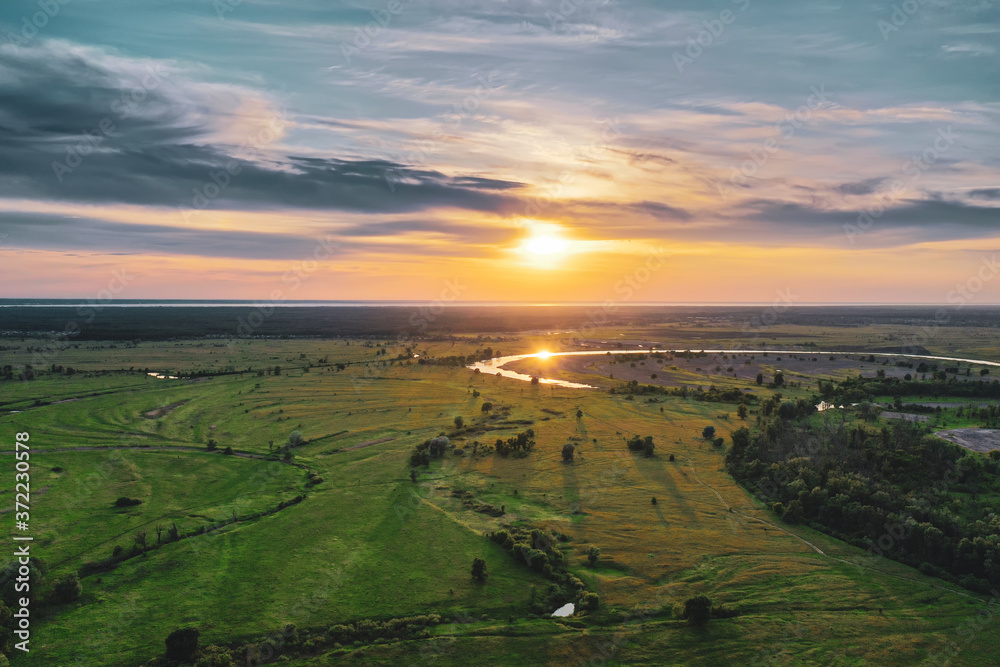 Fototapeta premium Rural summer sunset