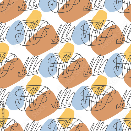 Modern abstract aesthetic seamless pattern with natural shapes. Terracotta colors. For fabric or wrapping paper, wall art, social media post, packaging. Vector illustration