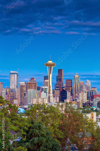 Seattle city downtown skyline cityscape in Washington State, USA