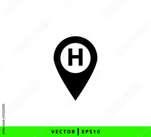 Hospital pin located icon vector illustration