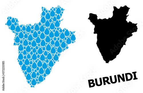 Vector Mosaic Map of Burundi of Liquid Drops and Solid Map