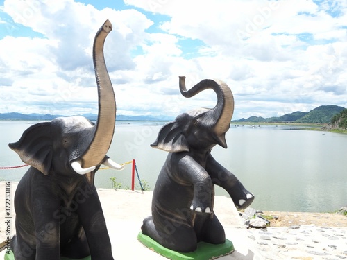 The statue of elelphant in thailand.