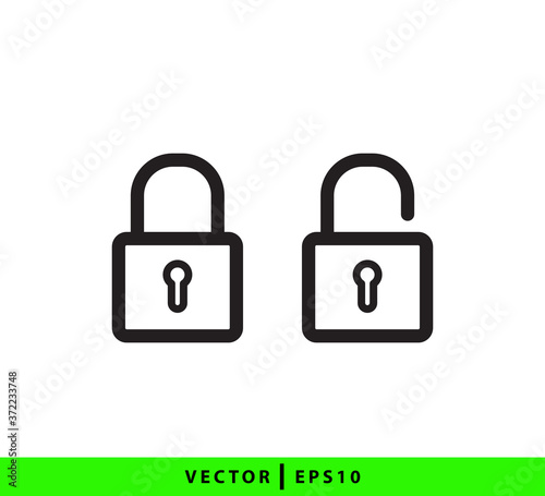 Lock and unlock icon vector logo template flat style trendy